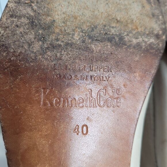 VINTAGE 90s ivory leather lace up ankle pointed‎ toe granny booties 40/9 - Picture 10 of 12